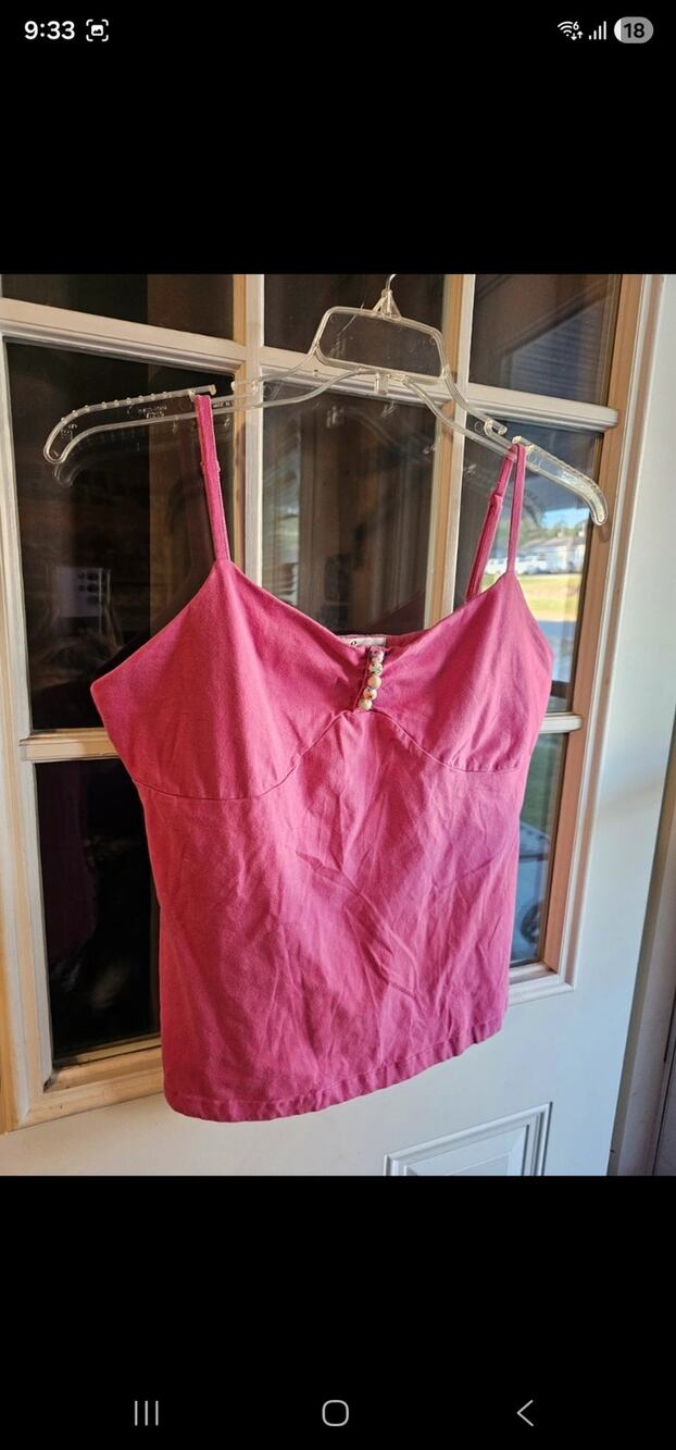 Vintage Y2K Pink Madison & Max Floral Beaded Cami Tank Top XL